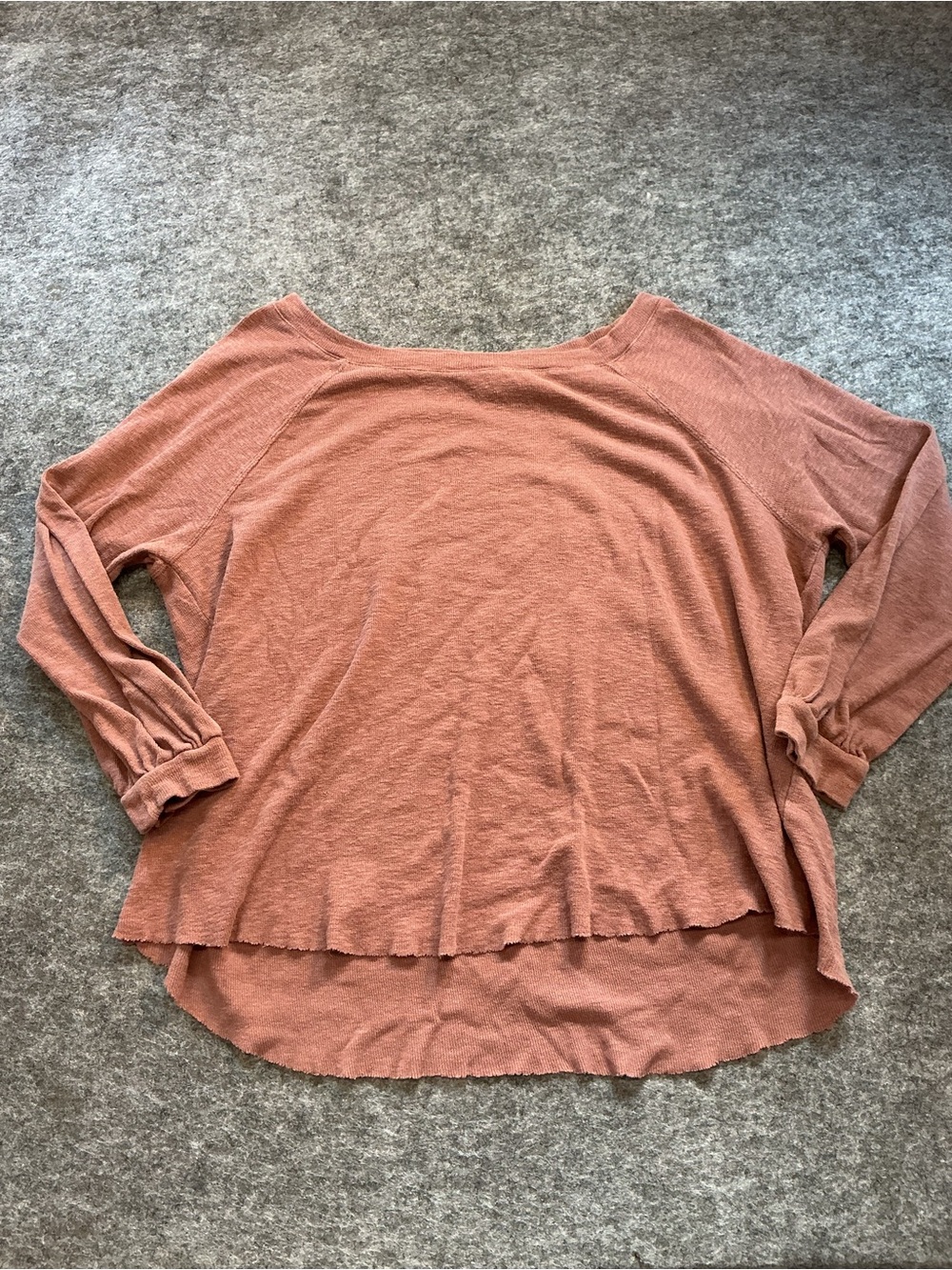 Free People Beach Relaxed Long-Sleeve Scoop Neck Top in Dusty Rose Size L